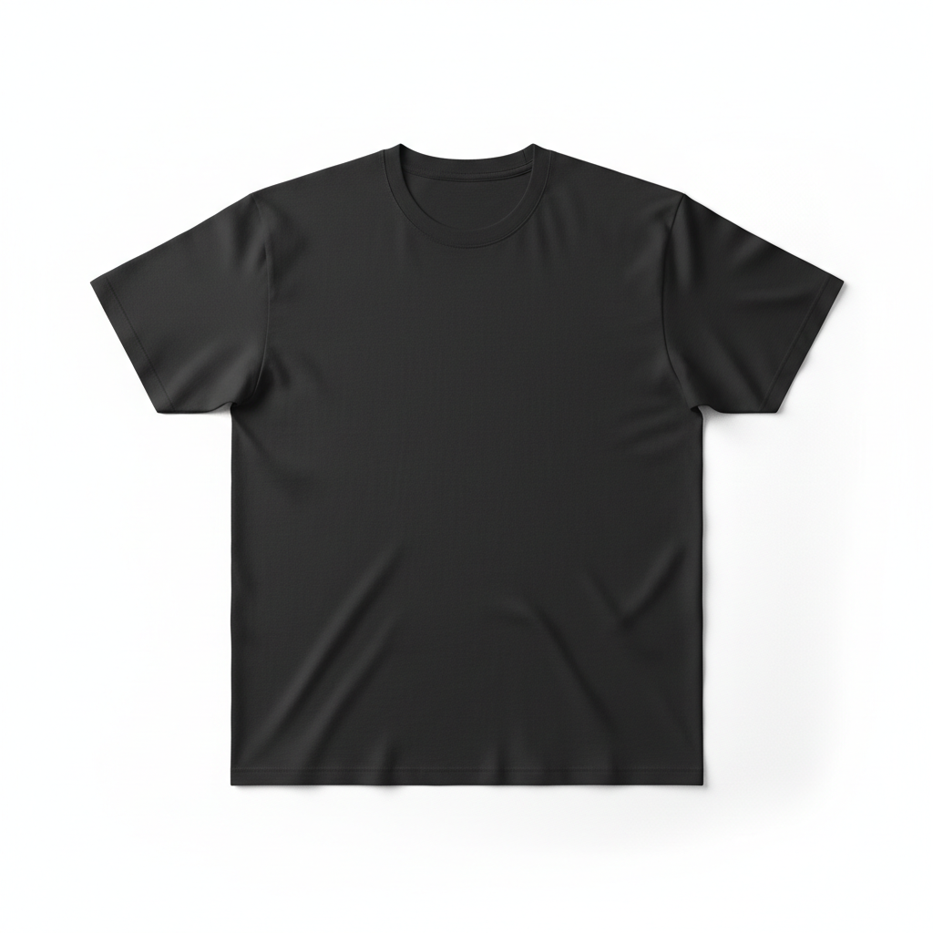 Plain black t-shirt on white background