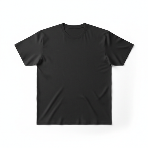 Plain black t-shirt on white background